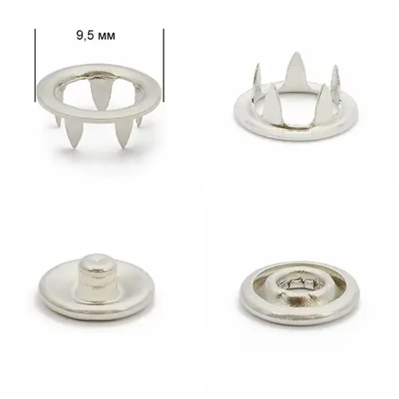 Кнопка BABY трикотажна 9.5мм Нікель, 50 шт