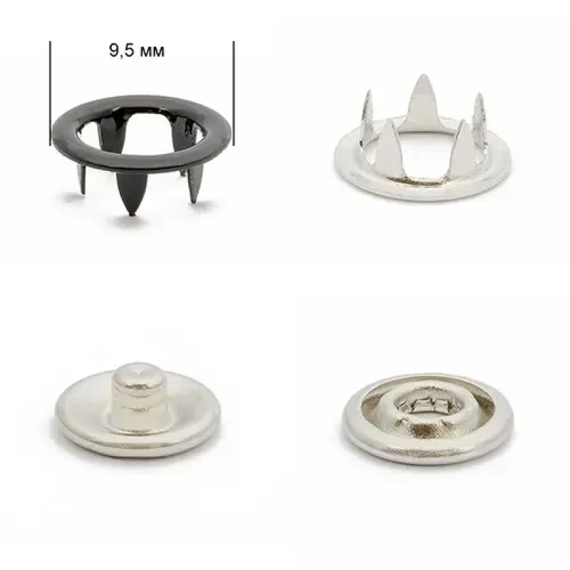 Кнопка BABY трикотажна 9,5 мм Чорна (322), 50 шт