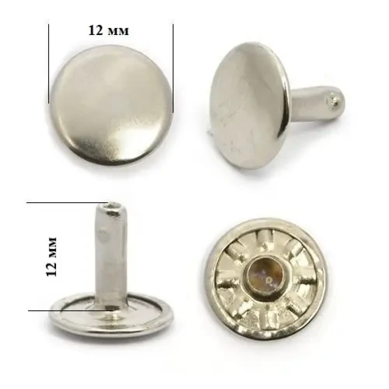 Хольнітен 12 мм двосторонній Темний Нікель, 100 шт